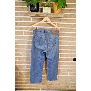 Levi's Baggy Dad crop Jeans Womens 28 Blue Medium Wash High Rise Denim raw hem